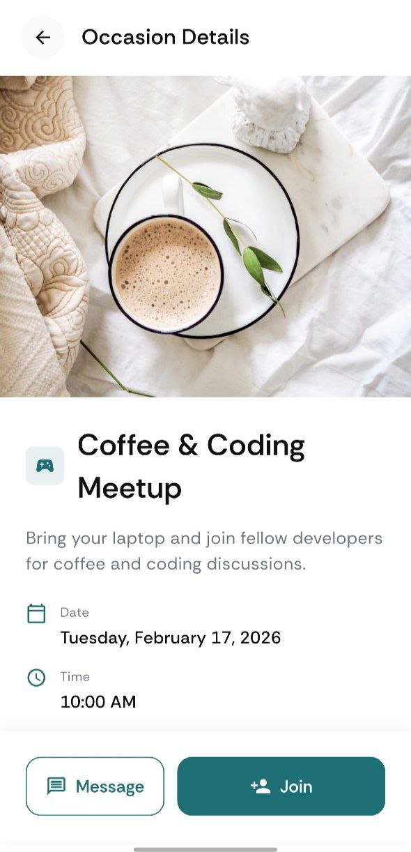 OpenTo Occasion Details - View event information and join activities